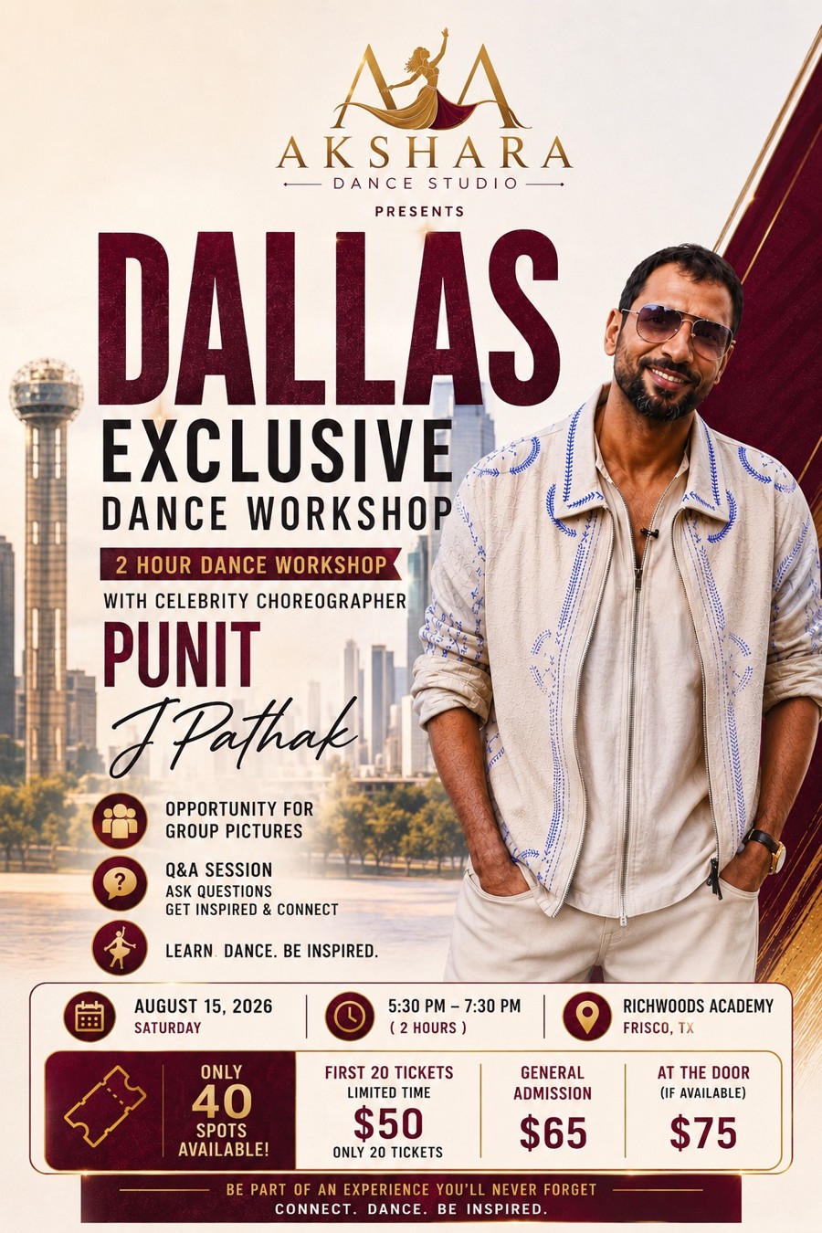 Dallas exclusive dance workshop with Punit J Pathak